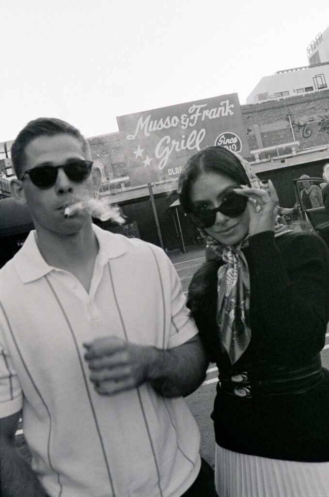 couple outside of Musso & Frank Grill